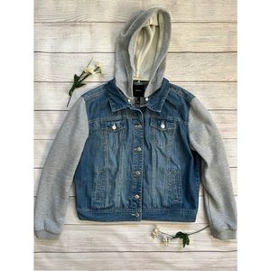 Forever 21 Fleece Denim Hooded Jacket